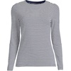 Women’s Plus Size Lightweight Jersey Skimming Long Sleeve Crew Neck T-shirt(Navy/White Micro Stripe)