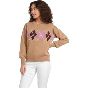Lands’ End Women’s Drifter Jersey Crewneck Sweater(Light Camel Argyle)