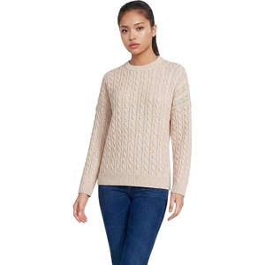 Lands’ End Women’s Drifter Jersey Crewneck Sweater(Oatmeal Sprinkle Heather)