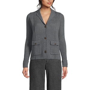 Women’s Drifter Ribbed Collared Blazer Sweater(Charcoal Heather)