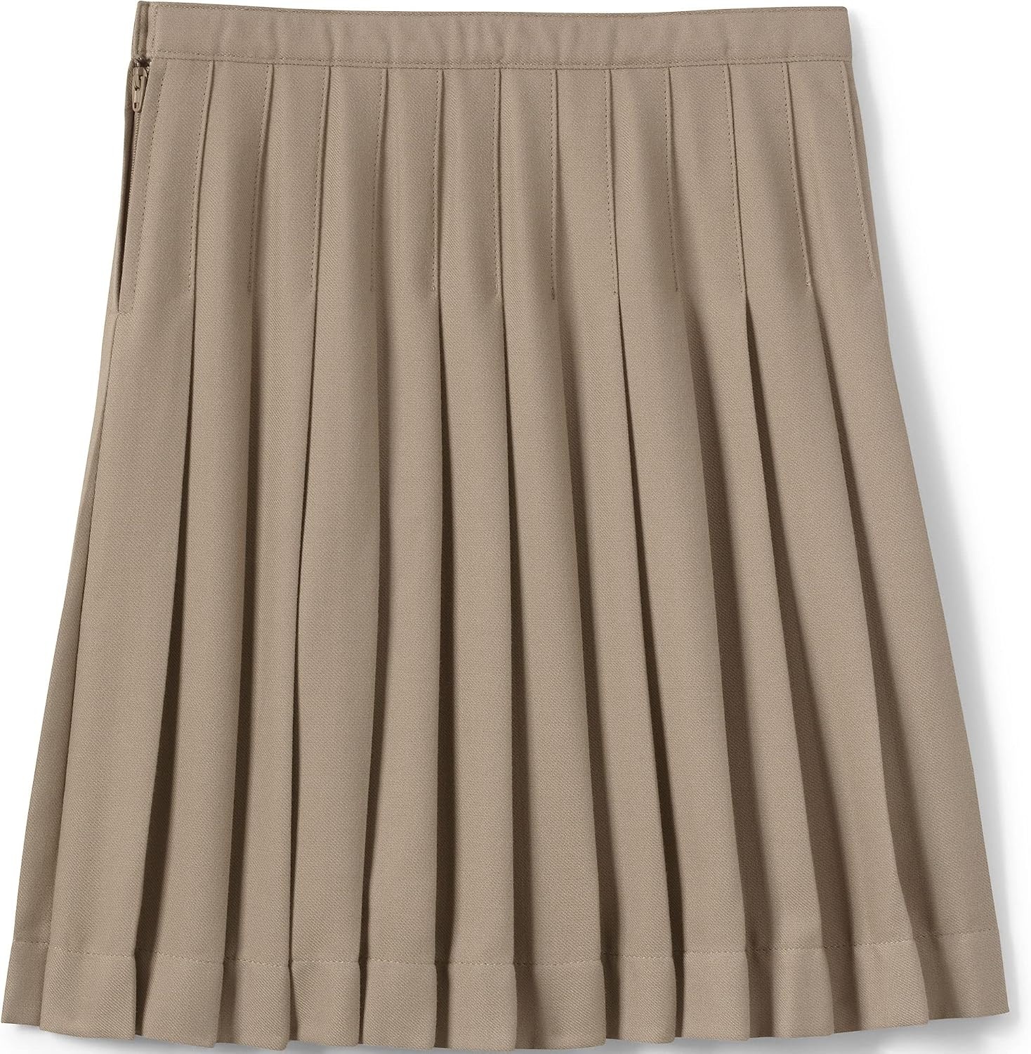 image:imageLands End School Uniform Girls Solid Pleated Skirt Below the KneeKhaki