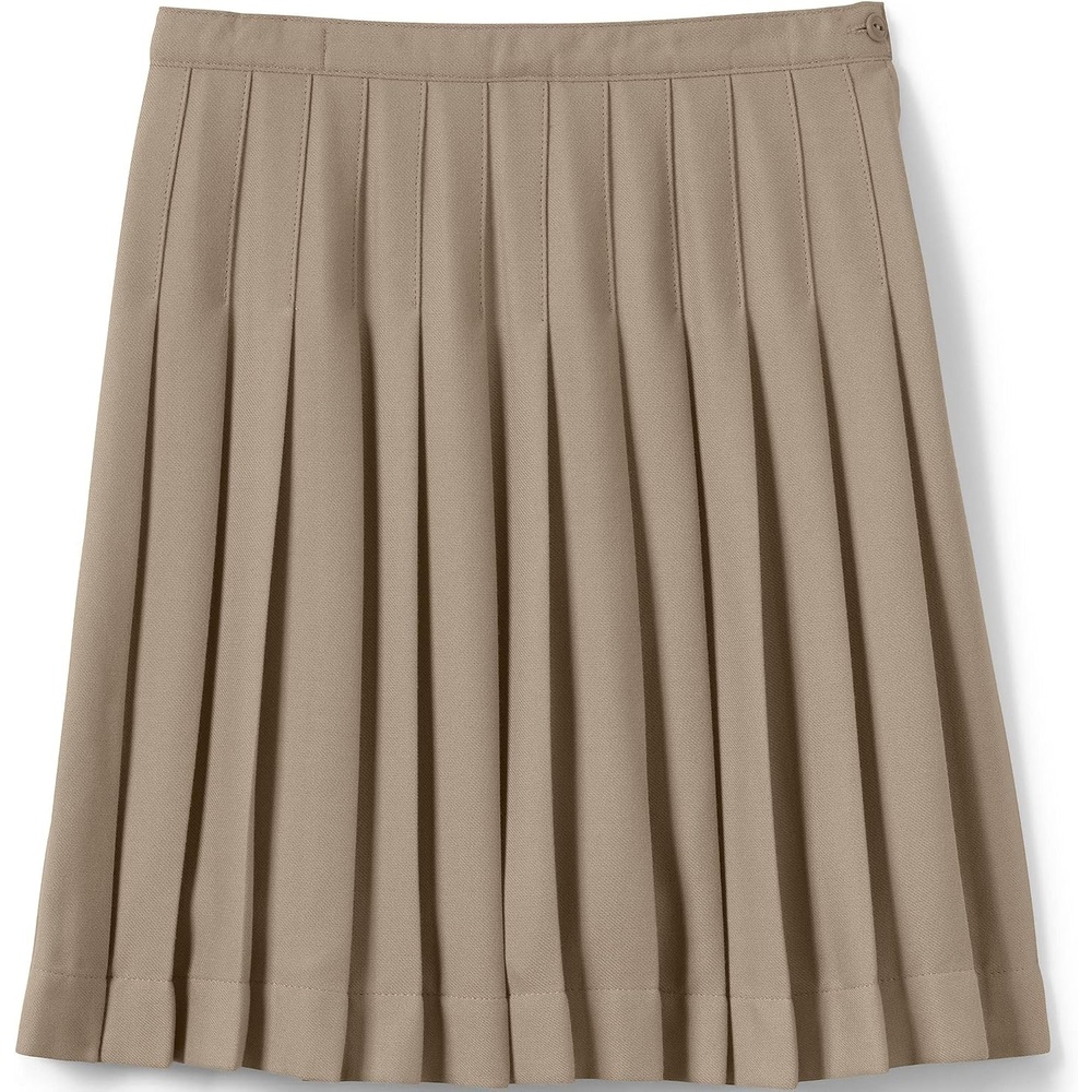 image:imageLands End School Uniform Girls Solid Pleated Skirt Below the KneeKhaki