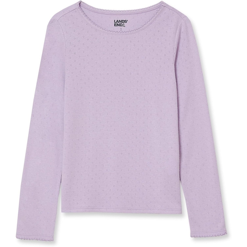 image:imageLands End Girls Long Sleeve Pointelle Knit ShirtLilac Breeze