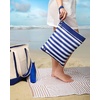 Lands’ End Wet Bags for Travel 2-Piece Set, Polyester Canvas Wet Dry Bag for Swimsuits, Wet Clothes, and More (Navy Stripe)