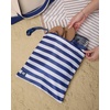 Lands’ End Wet Bags for Travel 2-Piece Set, Polyester Canvas Wet Dry Bag for Swimsuits, Wet Clothes, and More (Navy Stripe)