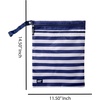 Lands’ End Wet Bags for Travel 2-Piece Set, Polyester Canvas Wet Dry Bag for Swimsuits, Wet Clothes, and More (Navy Stripe)