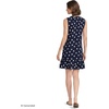 Lands’ End Women’s Sleeveless Cotton Jersey Notch Neck Flounce Dress(Deep Sea/White Polka Dot)
