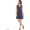 Lands’ End Women’s Sleeveless Cotton Jersey Notch Neck Flounce Dress(Deep Sea/White Polka Dot)