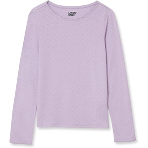 Lands’ End Girls Long Sleeve Pointelle Knit Shirt(Lilac Breeze)