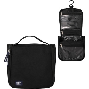 Lands’ End Small Hanging Toiletry Bag for Travel, Canvas Hanging Dopp Kit Hygiene Bag (Navy)(Black)