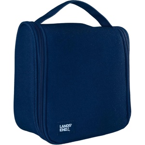 Lands’ End Small Hanging Toiletry Bag for Travel, Canvas Hanging Dopp Kit Hygiene Bag (Navy)(Navy)