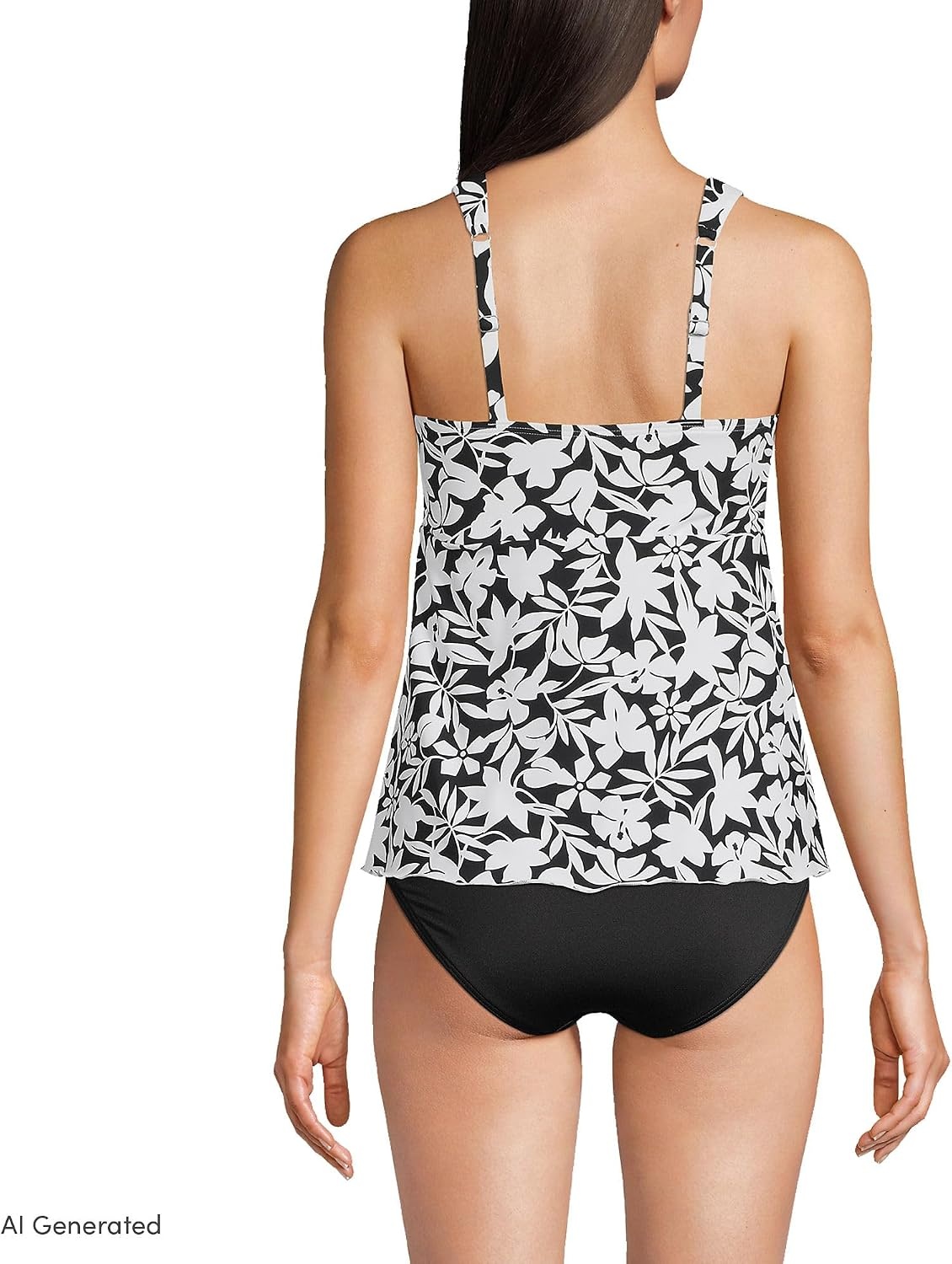 image:imageLands End Womens Flutter Tankini TopBlack Havana Floral