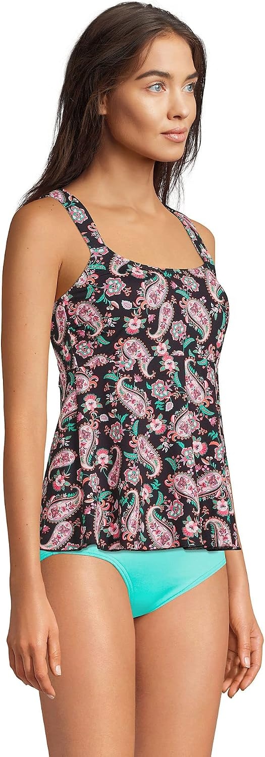 image:imageLands End Womens Flutter Tankini TopBlack Multi Paisley Floral