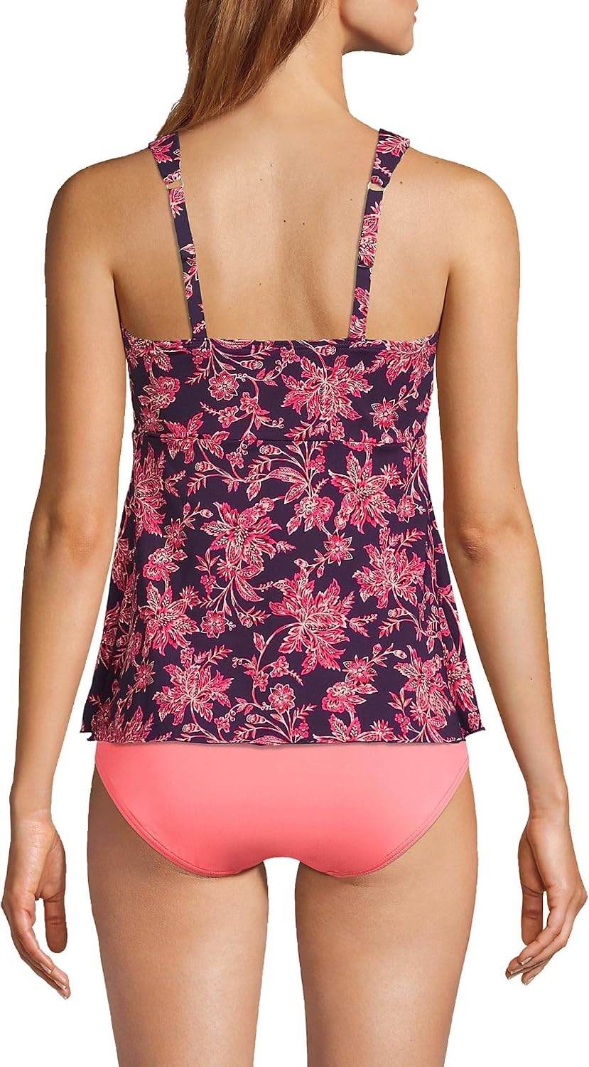 image:imageLands End Womens Flutter Tankini TopBlackberryStrawberry Jacobean