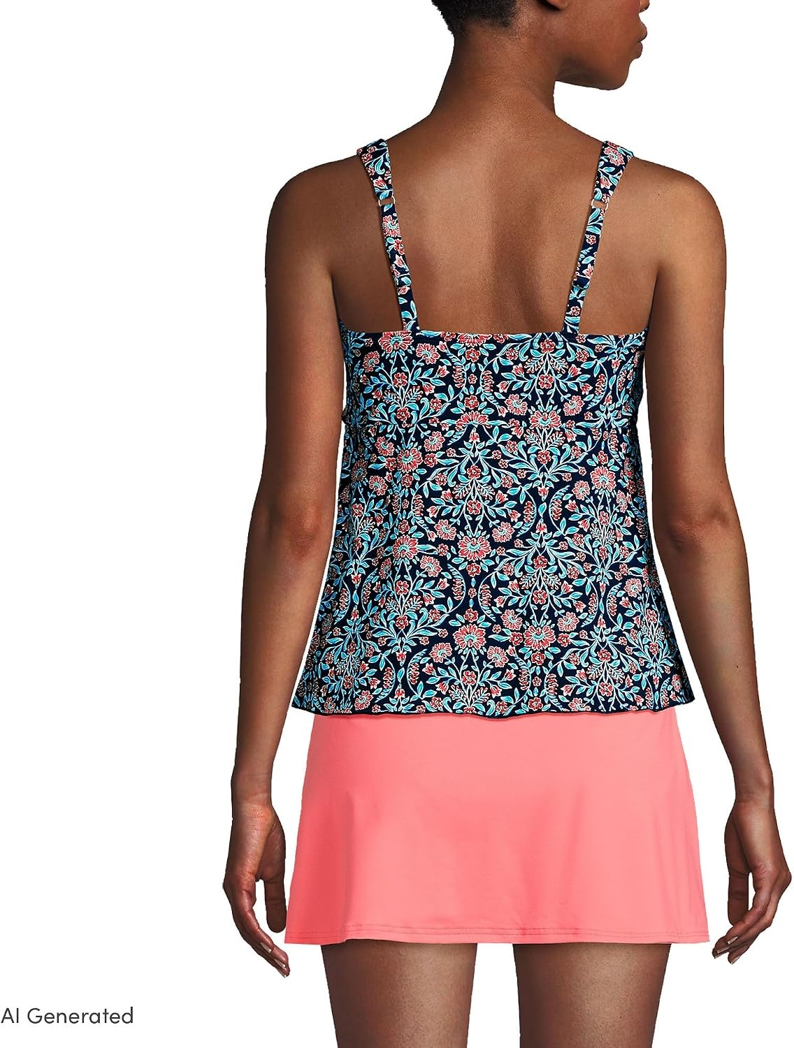 image:imageLands End Womens Flutter Tankini TopDeep Sea Navy Adorn Floral
