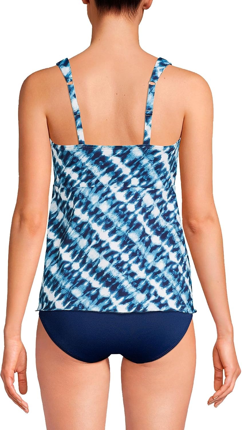 image:imageLands End Womens Flutter Tankini TopNavyWhite Bias Tie Dye