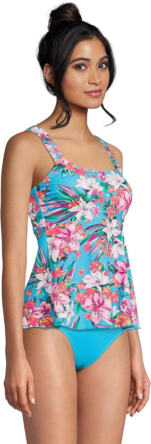 image:imageLands End Womens Flutter Tankini TopTurquoise Lily Palm