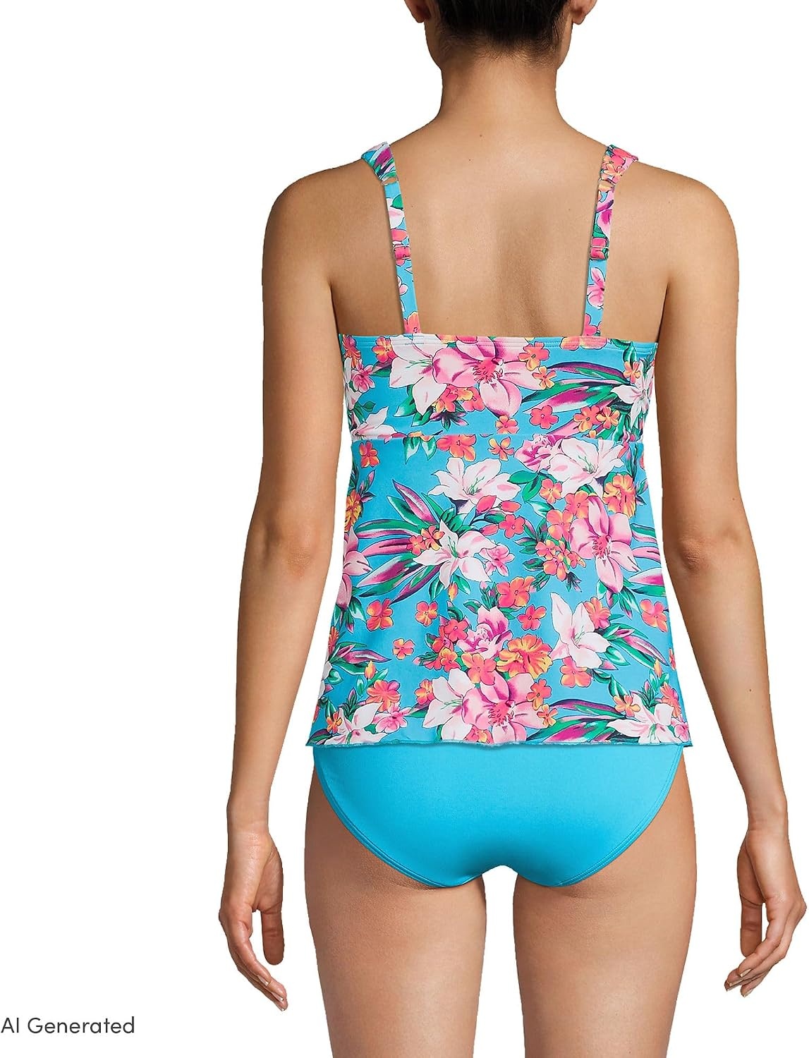 image:imageLands End Womens Flutter Tankini TopTurquoise Lily Palm