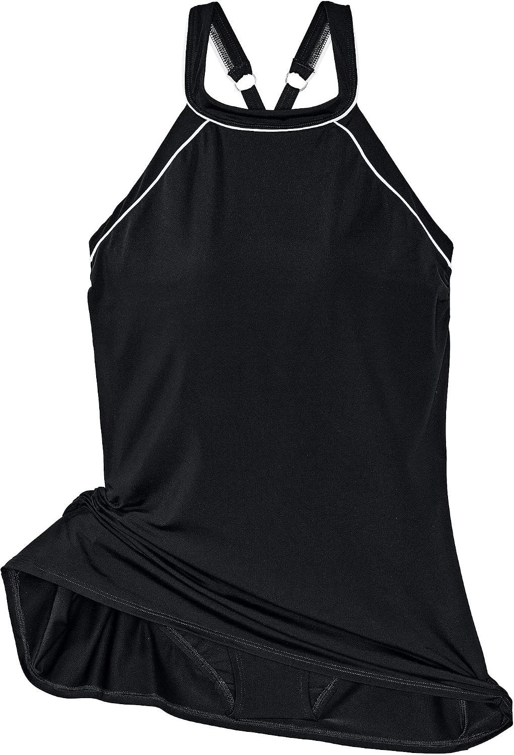 image:imageLands End Womens High Neck Swim DressBlackWhite