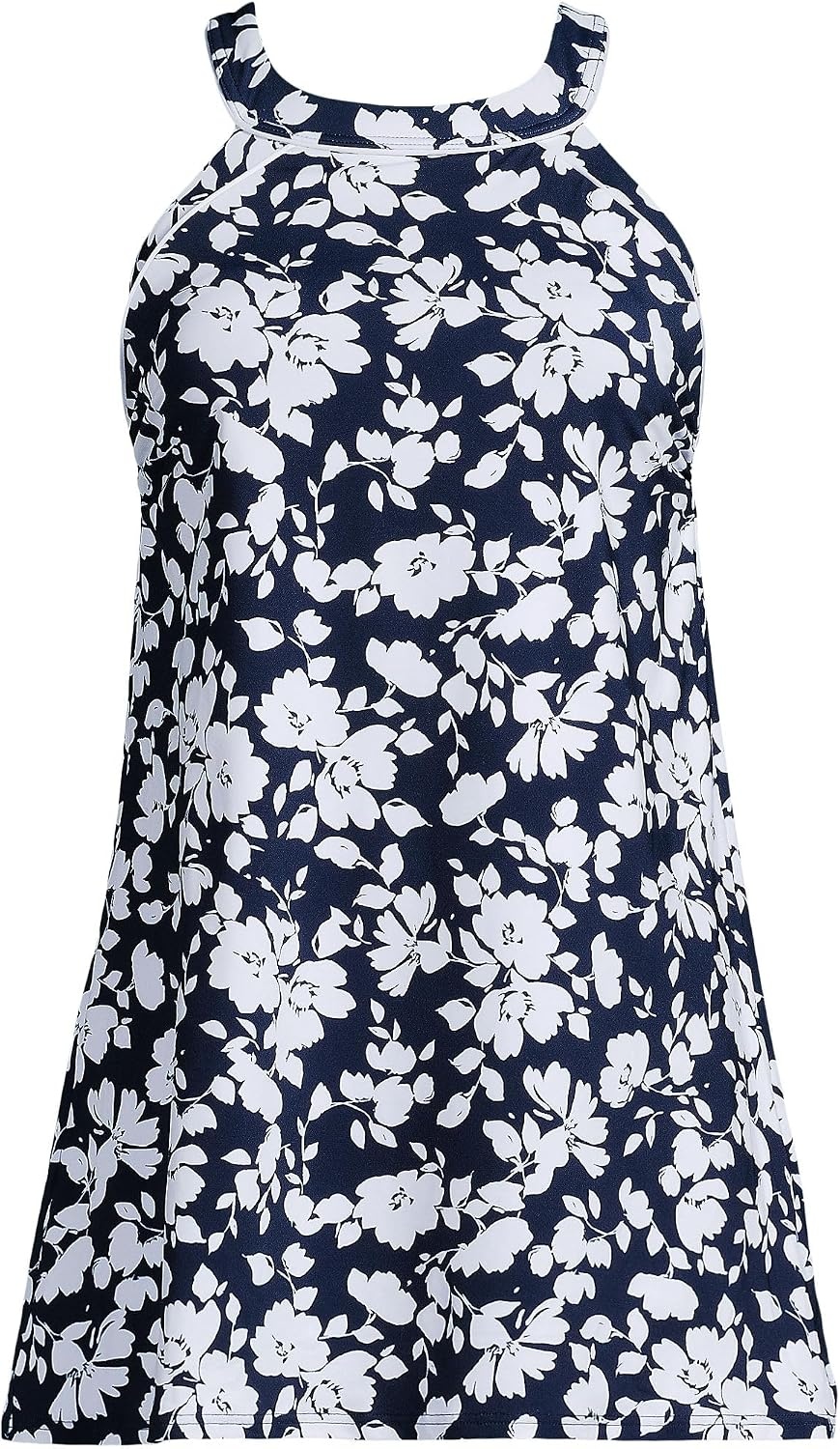 image:imageLands End Womens High Neck Swim DressNavy Blossom Floral