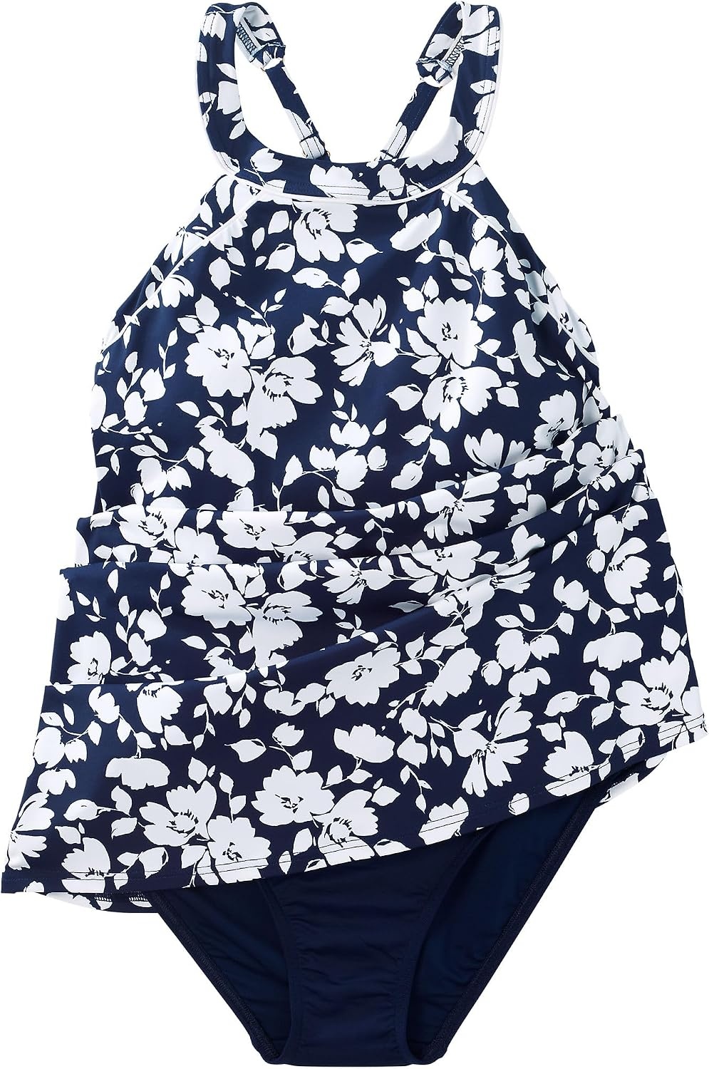 image:imageLands End Womens High Neck Swim DressNavy Blossom Floral