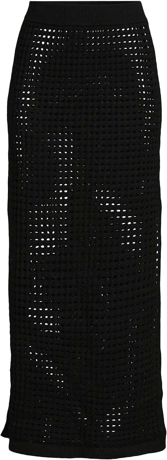 image:imageWomens Cotton Open Knit Maxi Swim Coverup SkirtBlack