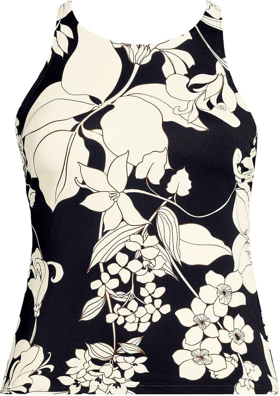 image:imageWomens Tugless High Neck Strappy Back Tankini Swimsuit TopBlackEgret Lilies