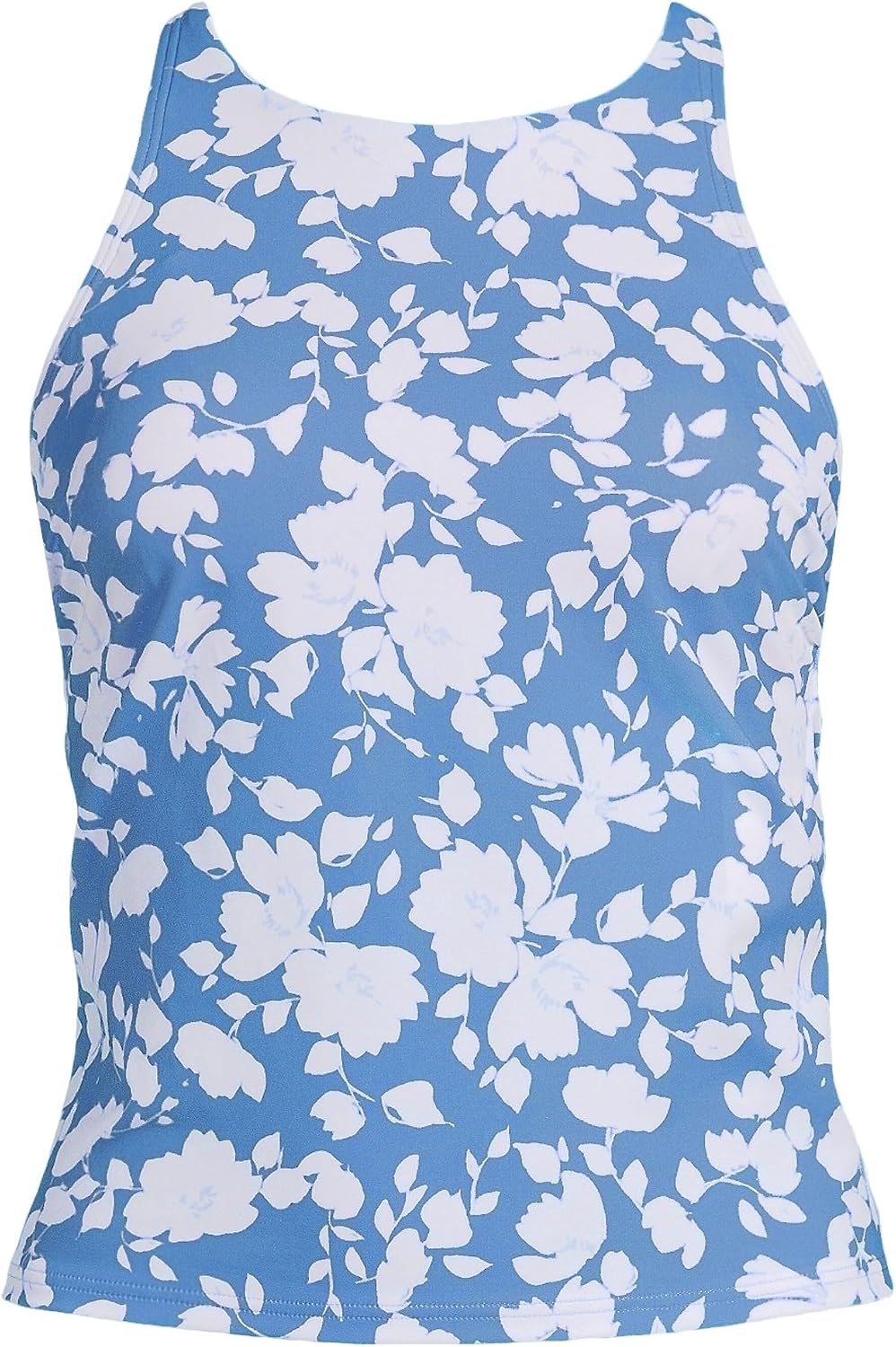 image:imageWomens Tugless High Neck Strappy Back Tankini Swimsuit TopLake Blue Blossom Floral