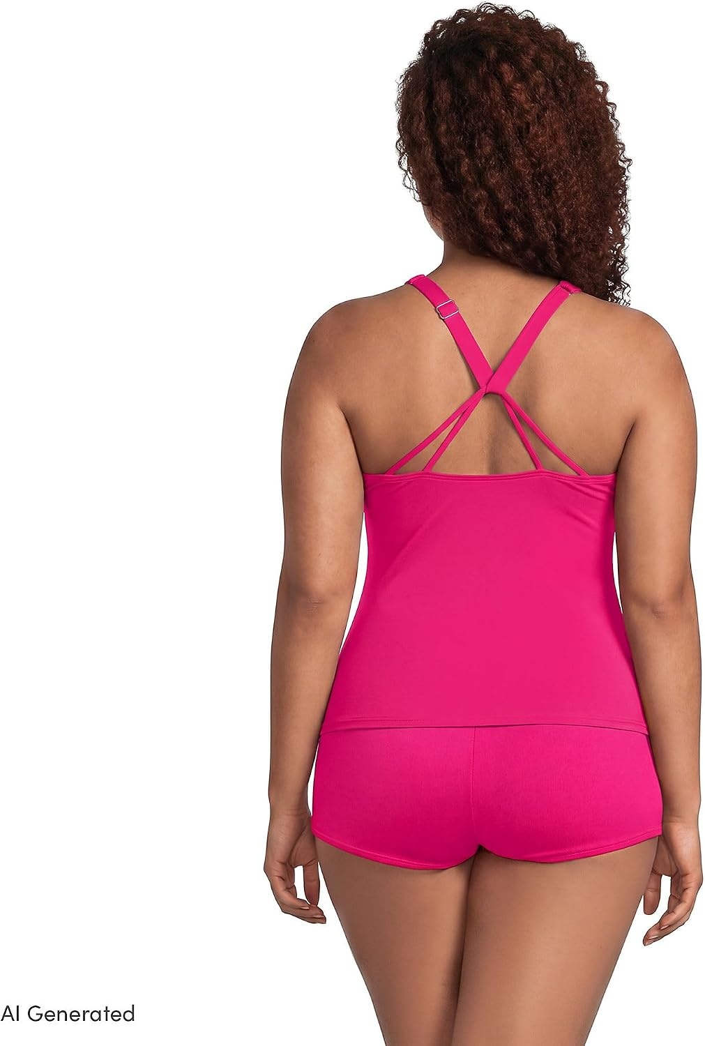 image:imageWomens Tugless High Neck Strappy Back Tankini Swimsuit TopRiviera Rose