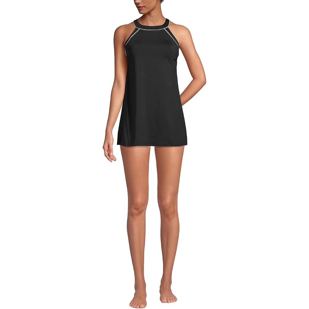 image:imageLands End Womens High Neck Swim DressBlack