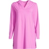 Lands’ End Women’s Cotton Jersey Long Sleeve Hooded Swim Cover-up Dress(Aster Pink)
