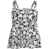 Lands’ End Women’s Flutter Tankini Top(Black Havana Floral)