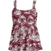 Lands’ End Women’s Flutter Tankini Top(Burgundy Island Scenic)