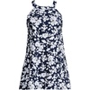 Lands’ End Women’s High Neck Swim Dress(Navy Blossom Floral)