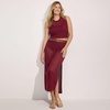 Women’s Cotton Open Knit Maxi Swim Cover-up Skirt(Burgundy Spritz)