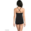 Women’s Tugless High Neck Strappy Back Tankini Swimsuit Top(Black)