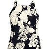 Women’s Tugless High Neck Strappy Back Tankini Swimsuit Top(Black/Egret Lilies)