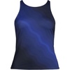 Women’s Tugless High Neck Strappy Back Tankini Swimsuit Top(Blue Wavy Ombre)
