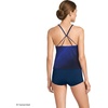 Women’s Tugless High Neck Strappy Back Tankini Swimsuit Top(Blue Wavy Ombre)