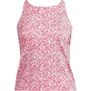 Women’s Tugless High Neck Strappy Back Tankini Swimsuit Top(Coral Rose/White Ditsy Lilies)