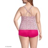 Women’s Tugless High Neck Strappy Back Tankini Swimsuit Top(Coral Rose/White Ditsy Lilies)