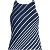 Women’s Tugless High Neck Strappy Back Tankini Swimsuit Top(Navy/White Variegated Stripe)