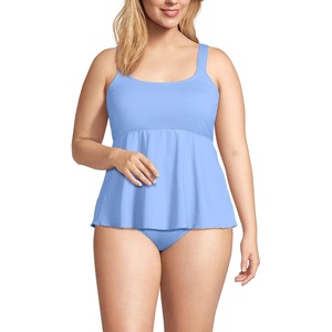 Lands’ End Women’s Flutter Tankini Top(Clear Blue Sky)