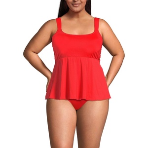 Lands’ End Women’s Flutter Tankini Top(Daylily Red)