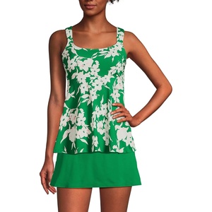 Lands’ End Women’s Flutter Tankini Top(Fresh Grass Painted Flower)