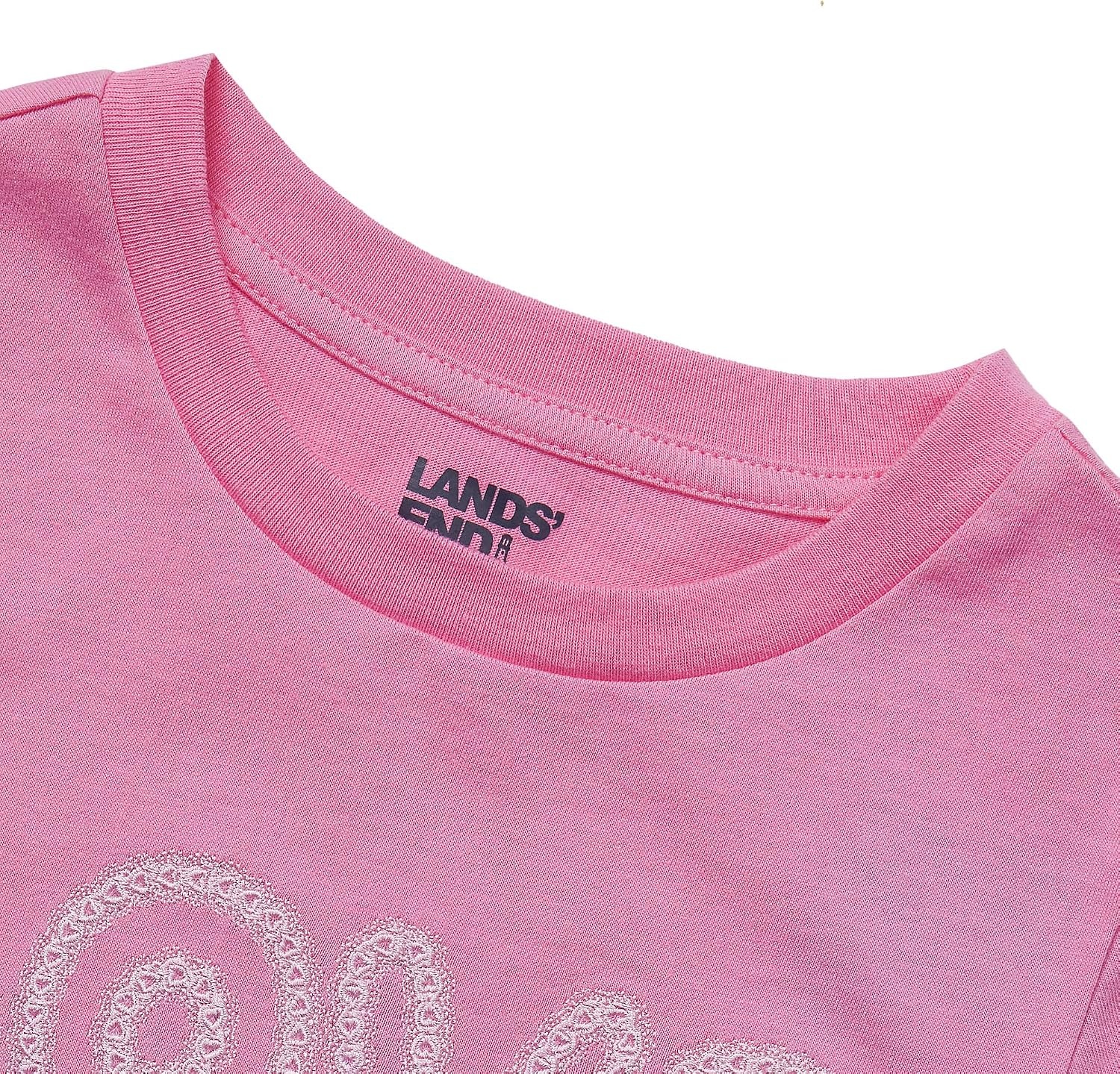 image:imageLands End Girls Graphic TeeEmbroidery LoveFuchsia Pink
