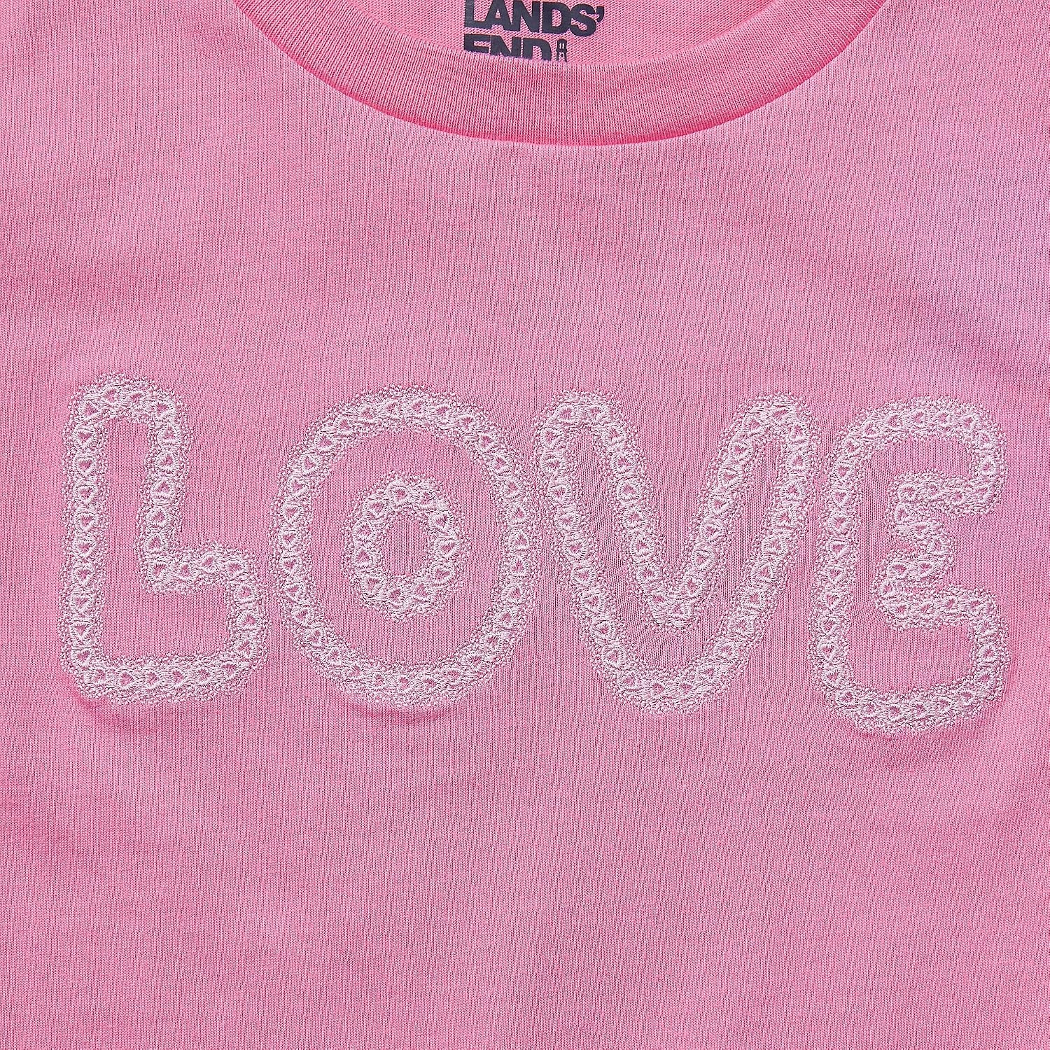 image:imageLands End Girls Graphic TeeEmbroidery LoveFuchsia Pink