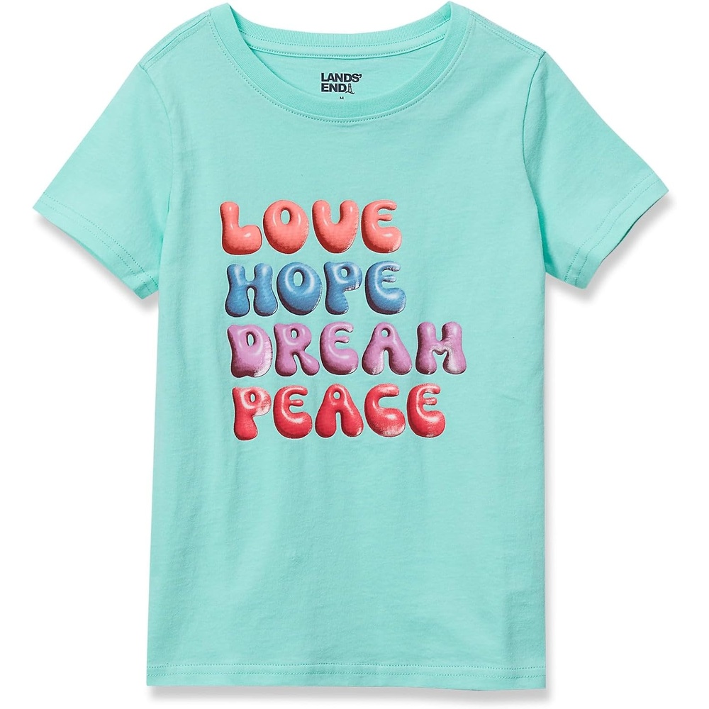 image:imageLands End Girls Graphic TeePositive WordsMint