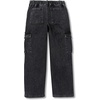 Girls Denim Cargo Wide Leg Jeans(Black Fade)