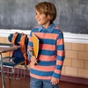 Lands’ End Boys Long Sleeve Collared Rugby Shirt(Bright Orange/Dark Blue Stripe)